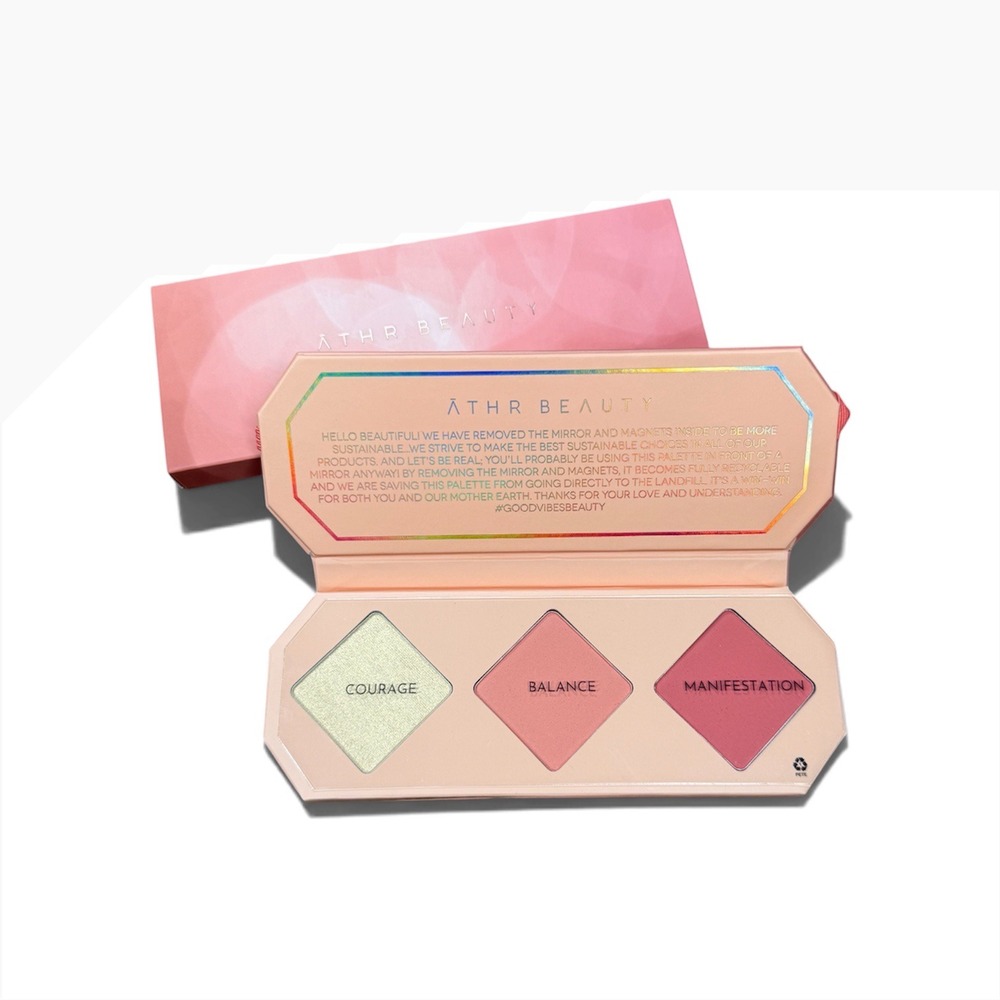ATHR Beauty Amber Crystal Charged Cheek Palette 3 Shades Vegan New